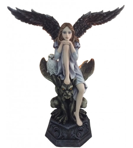 Statuette gothique ange et gargouille (32x28 cm)