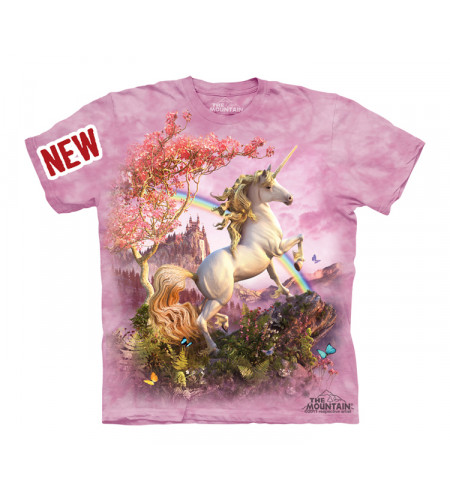 t-shirt fille rose licorne