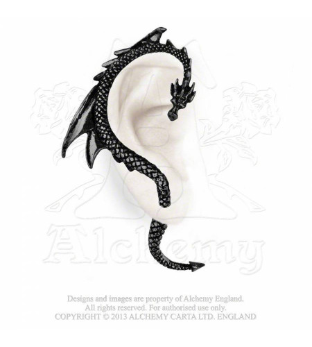 boucler oreille dragon noir alchemy gothic