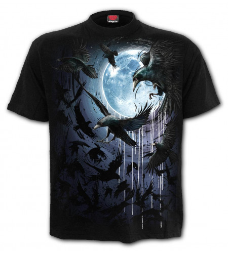 Crow moon - T-shirt corbeau noir - Homme - Manches courtes - Spiral