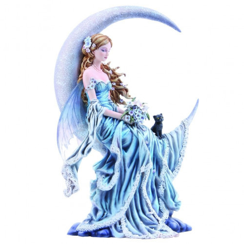 Figurine Elfes Belle elfe dans une lune Memory par Nene Thomas robe  crème/bleue