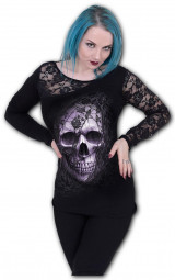 Lace skull - T-shirt femme crane gothic - Manches longues