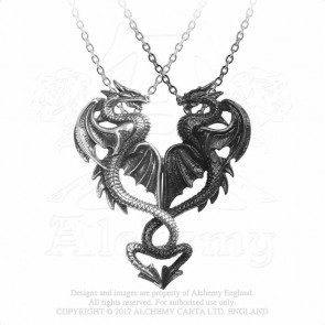Boutique vente de bijou pendentif collier modif dragon noir et gris Alchemy Gothic