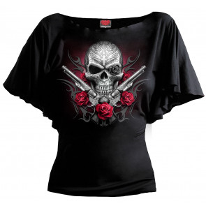 Death pistol - T-shirt femme gothique - crane et révolvers