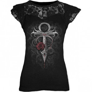 t-shirt gothique femme vampire dentelle