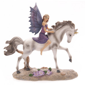 figurine elfe chevauchaznt une licorne - Figurines elfes Lisa Parker - Tales of Avalon