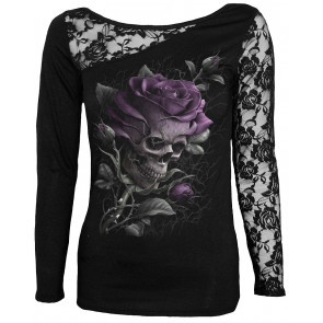 boutique gothic vente vetement femme tee shirt manches longues skull rose
