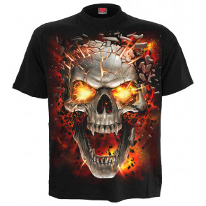 Boutique tee shirt enfant motif dark fantasy crane vampire flamme qpiral manches courtes
