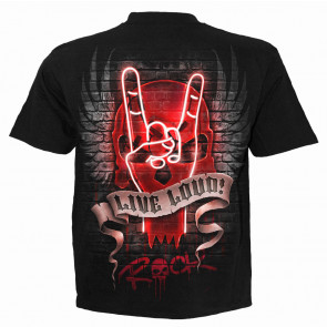 Live loud - T-shirt rock dark squelettes- Homme - Spiral