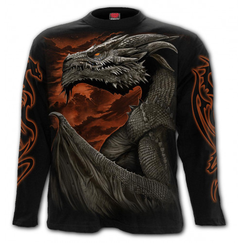 Noir Unisexe Véritable Glow in the Dark Dragon avec Épée Imprimé T Shirt.. XL